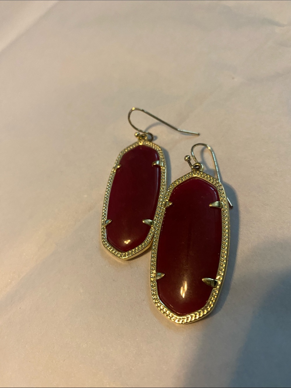 Kendra Scott Burgundy Gold-Trim Ella Drop Earrings